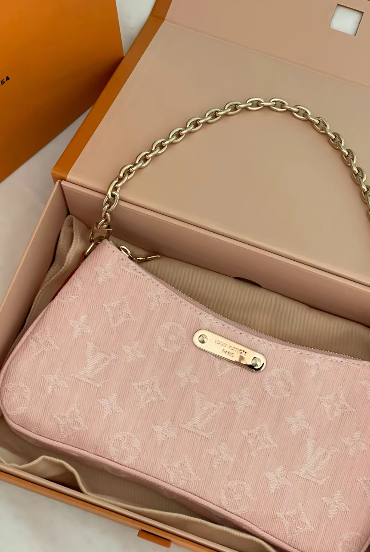 LV SMALL LIGHT PINK DENIM BAG