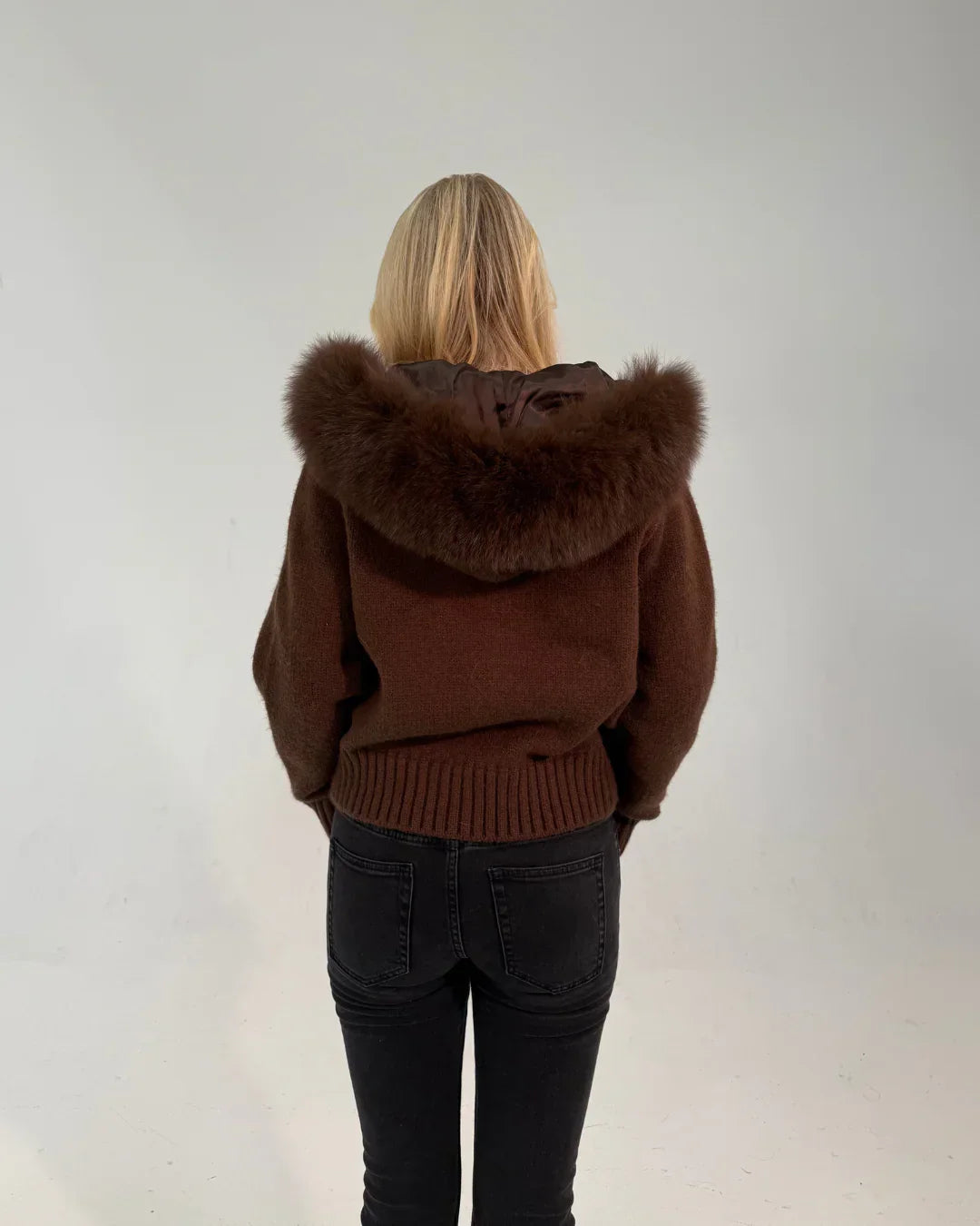 FUR ZIP JACKET CHOCOLATE