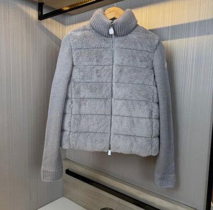 MONCLER WOOL & TEDDY ZIP JACKET