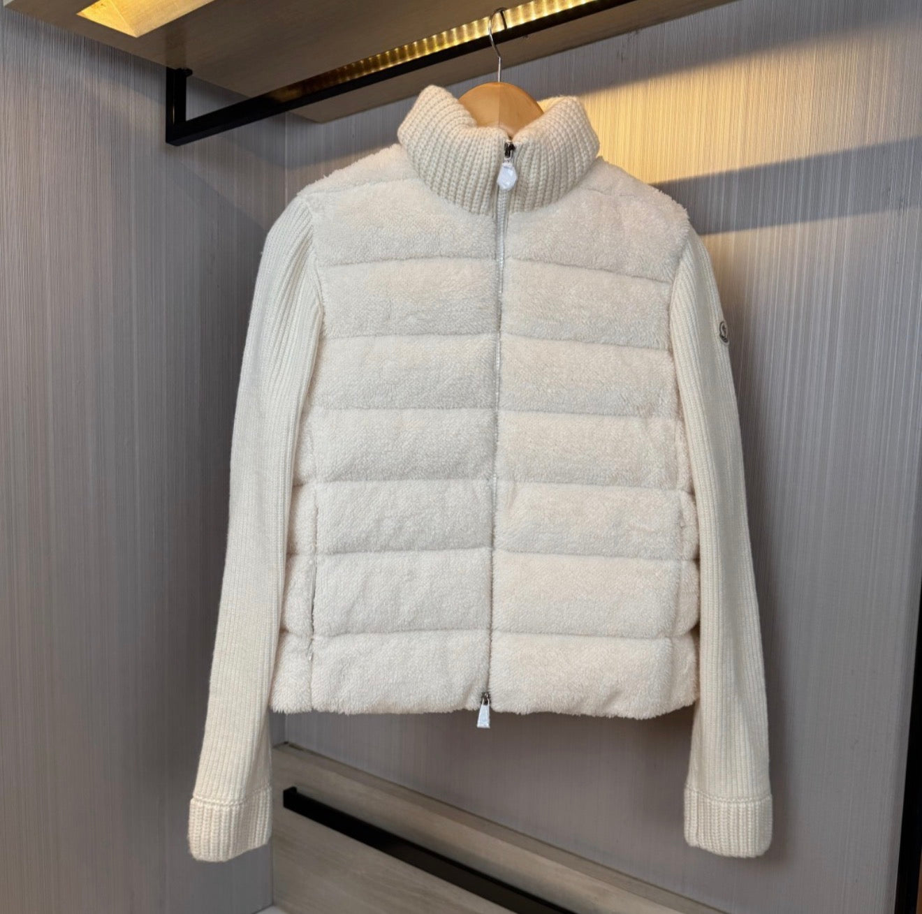 MONCLER WOOL & TEDDY ZIP JACKET