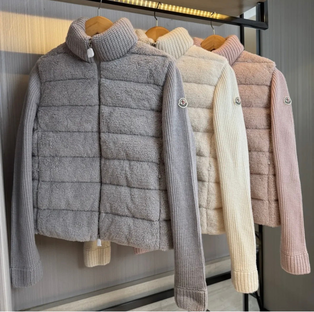 MONCLER WOOL & TEDDY ZIP JACKET