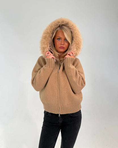 FUR ZIP JACKET BROWN