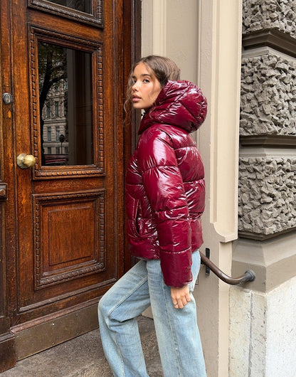 Shiné Bordeaux Puffer Jacke